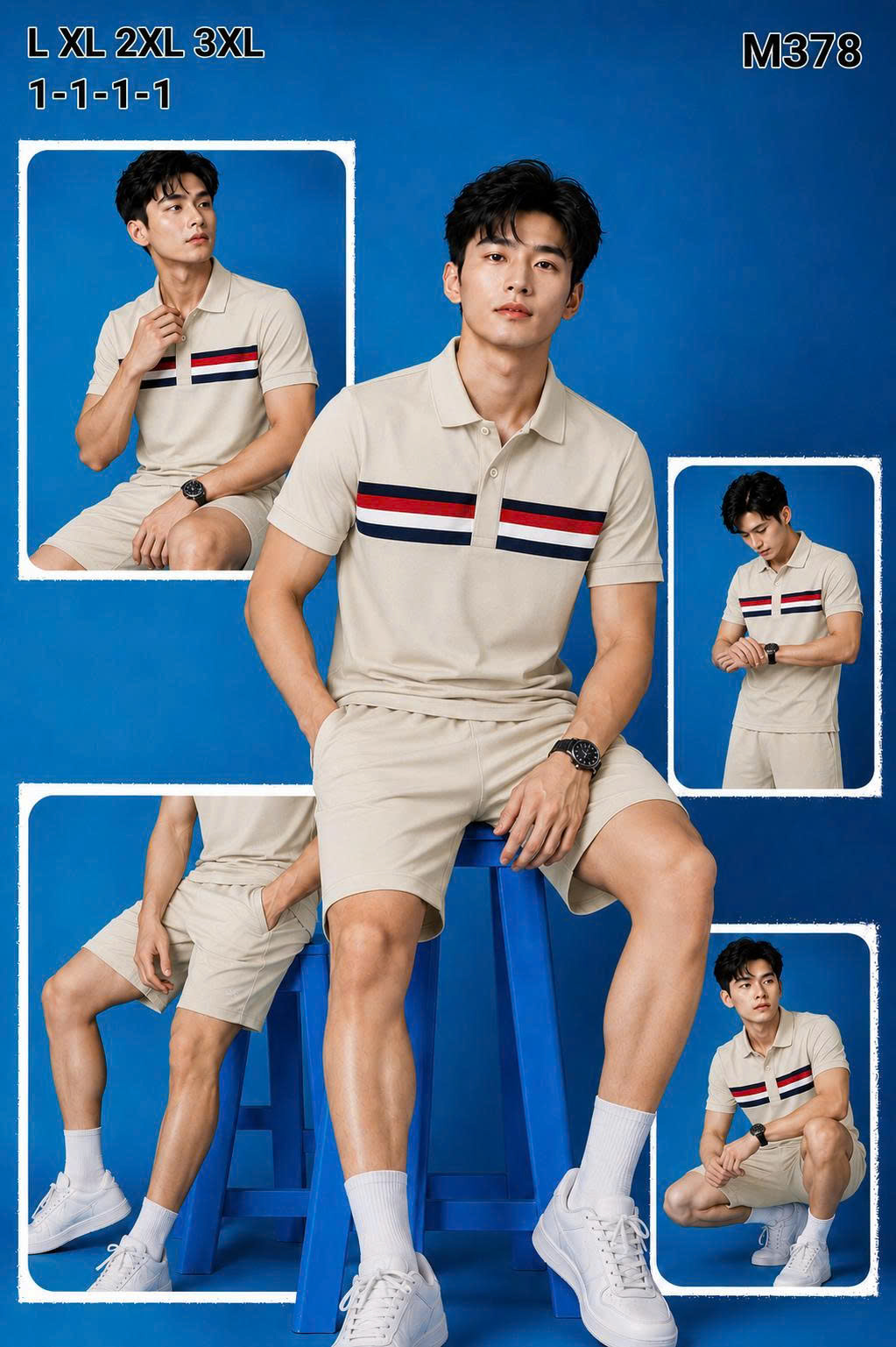 Bộ trụ nam giá sỉ (áo polo + quần short)